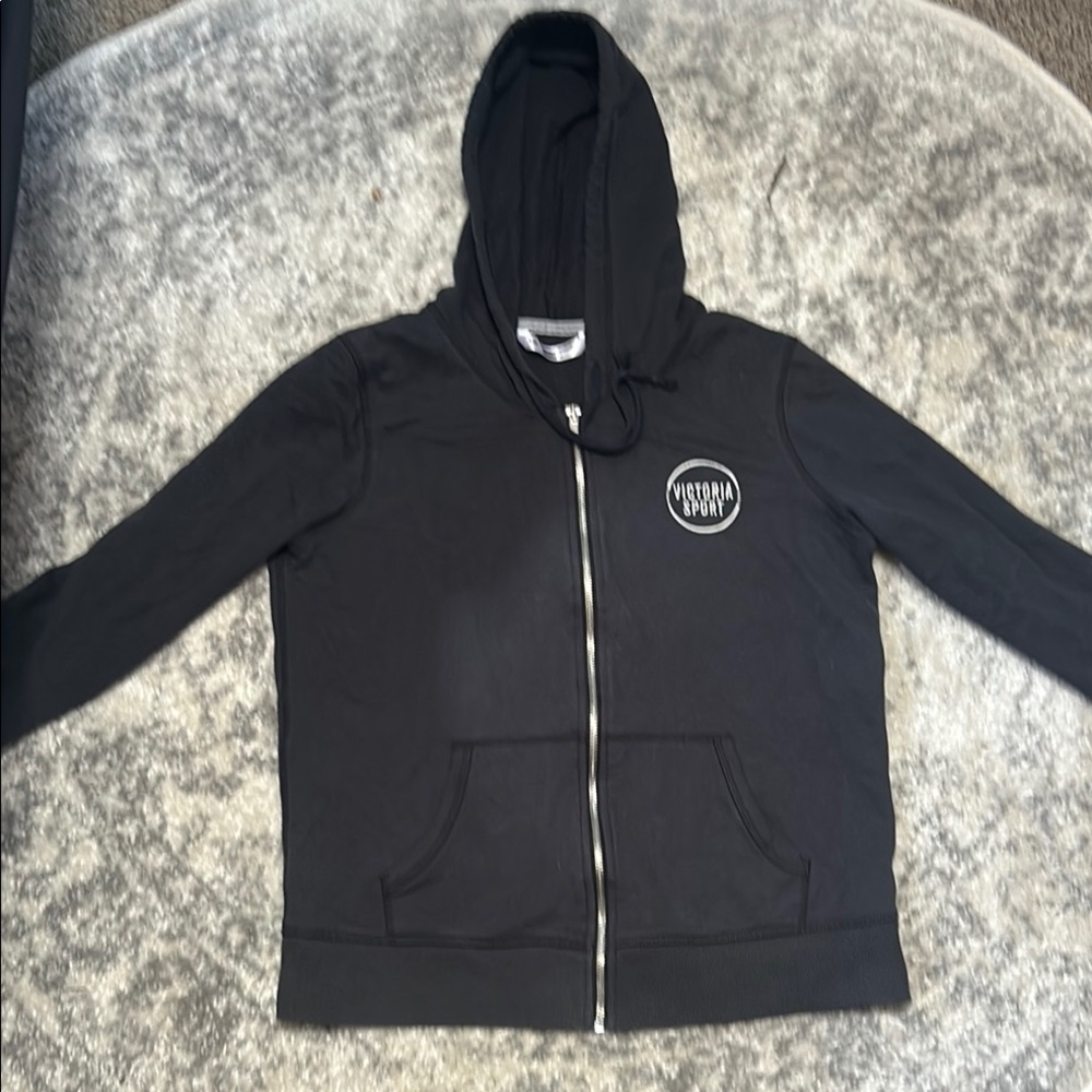 VSX Black Hoodie Jacket with Textured Finish
